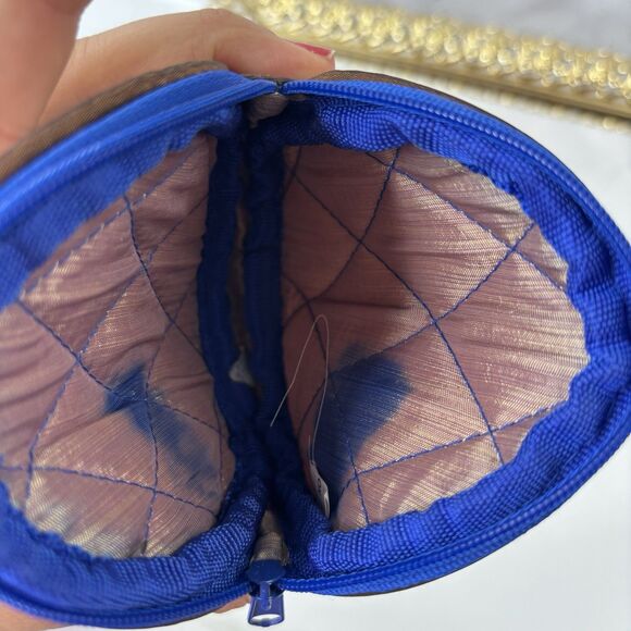 Needlepoint Dachshund Coin Purse Doxie Weiner Dog Bag Motif novelty Blue Black - Picture 9 of 11